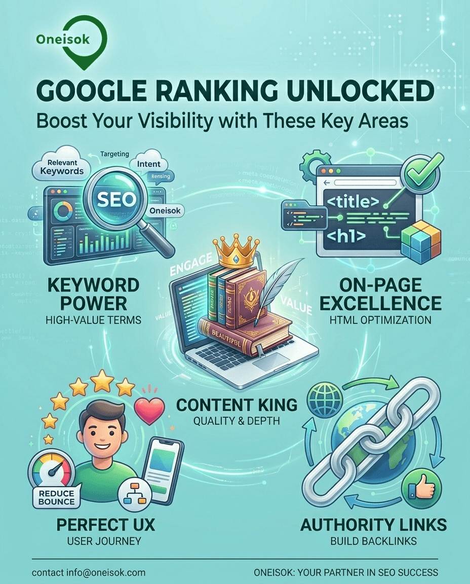 Google Ranking Unlocked: Boost Your Visibility with These 5 Key SEO Areas